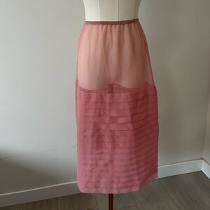 Vintage Val Mode Sheer Pink Layered Midi Half Slip Small